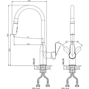 Смеситель для кухни Rush Tenerife с вытяжным изливом, хром (TE2835-24)