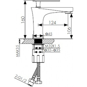 Смеситель для раковины Kaiser Star с гайкой, черный (02011-2)