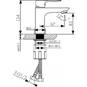 Смеситель для раковины Kaiser Cezar с гайкой, черный (05011-2)