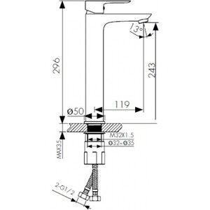 Смеситель для раковины Kaiser Cezar с высоким изливом, черный (05111-2)