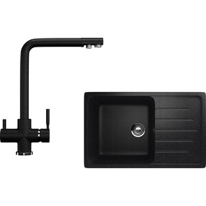 Кухонная мойка и смеситель Ulgran U-400 черный (U-400-308, U-016-308)