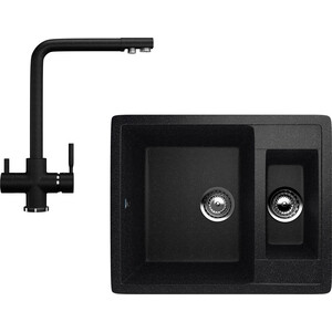 Кухонная мойка и смеситель Ulgran U-106 черный (U-106-308, U-016-308)