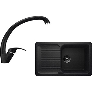 Кухонная мойка и смеситель Ulgran U-506 черный (U-506-308, U-007-308)