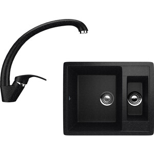 Кухонная мойка и смеситель Ulgran U-106 черный (U-106-308, U-007-308)