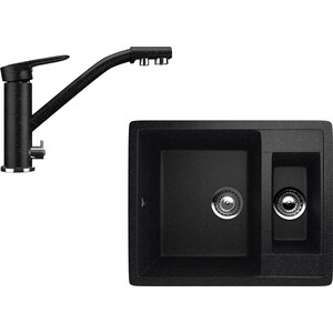 Кухонная мойка и смеситель Ulgran U-106 черный (U-106-308, U-010-308)