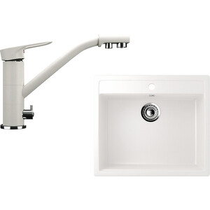 Кухонная мойка и смеситель Ulgran U-104 белый (U-104-331, U-010-331)
