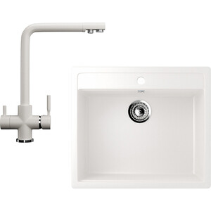 Кухонная мойка и смеситель Ulgran U-104 белый (U-104-331, U-016-331)