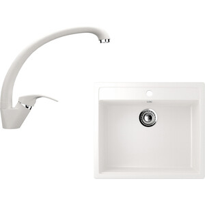 Кухонная мойка и смеситель Ulgran U-104 белый (U-104-331, U-007-331)