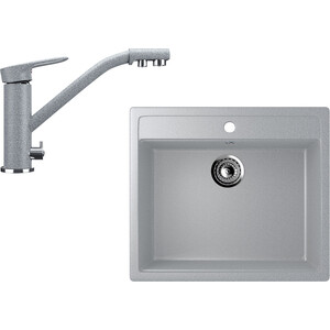 Кухонная мойка и смеситель Ulgran U-104 темно-серый (U-104-309, U-010-309)