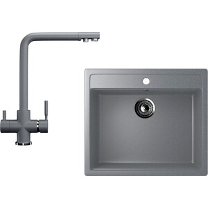 Кухонная мойка и смеситель Ulgran U-104 темно-серый (U-104-309, U-016-309)