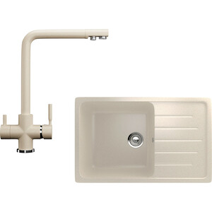 Кухонная мойка и смеситель Ulgran U-400 бежевый (U-400-328, U-016-328)