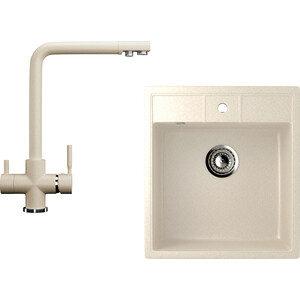 Кухонная мойка и смеситель Ulgran U-406 бежевый (U-406-328, U-016-328)