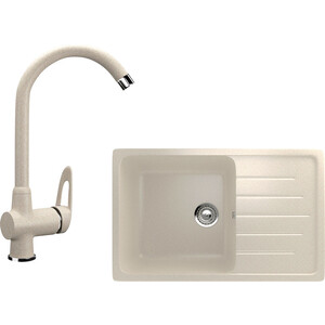 Кухонная мойка и смеситель Ulgran U-400 бежевый (U-400-328, U-006-328)
