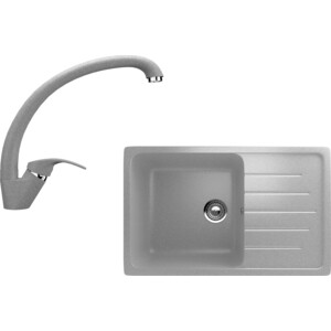 Кухонная мойка и смеситель Ulgran U-400 серый (U-400-310, U-007-310)