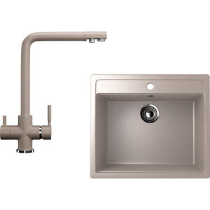 Кухонная мойка и смеситель Ulgran U-104 песочный (U-104-302, U-016-302)