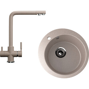 Кухонная мойка и смеситель Ulgran U-405 песочный (U-405-302, U-016-30)