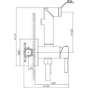 Гигиенический душ Orange Karl с гигиенической лейкой, черный (M05-888b)