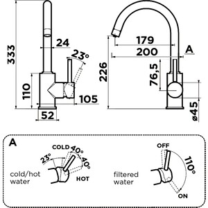 Смеситель для кухни Omoikiri Shinagawa 2 Plus GB под фильтр, графит (4994340)