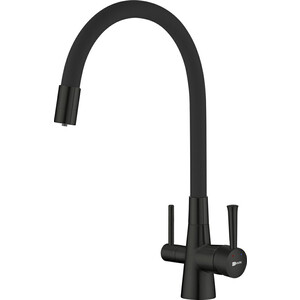 Смеситель для кухни Lemark Comfort с гибким изливом и подключением к фильтру, черный (LM3075BL)