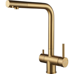 Смеситель для кухни Paulmark Skalen с подключением фильтра, брашированное золото (Sk213020-BG)