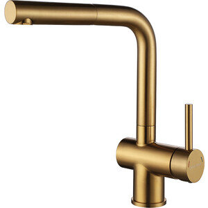 Смеситель для кухни Paulmark Dosse с выдвижным изливом, брашированное золото (Do214418-BG)