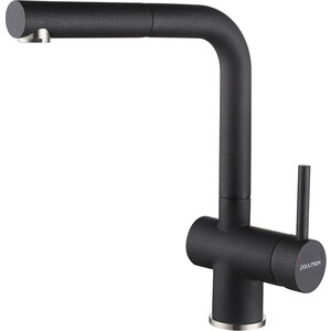 Смеситель для кухни Paulmark Dosse с выдвижным изливом, черный металлик (Do214418-418)