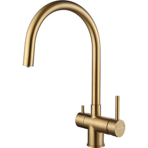 Смеситель для кухни Paulmark Heller с подключением фильтра, брашированное золото (He213218-BG)