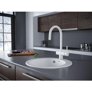 Смеситель для кухни Paulmark Heller с подключением фильтра, матовый белый (He213218-431)