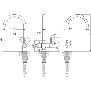 Смеситель для кухни Paulmark Heller с подключением фильтра, черный металлик (He213218-418)