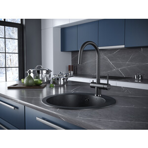 Смеситель для кухни Paulmark Heller с подключением фильтра, черный металлик (He213218-418)