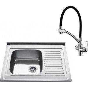 Кухонная мойка и смеситель Kaiser KSS-8060L левая, нержавеющая сталь (KSS-8060L, LM3070C)