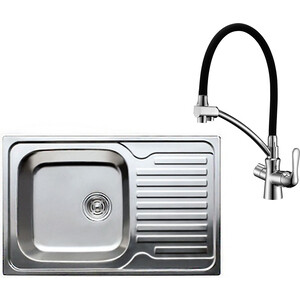 Кухонная мойка и смеситель Kaiser Classic KSS-7850L левая, нержавеющая сталь (KSS-7850L, LM3070C)