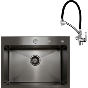 Кухонная мойка и смеситель Kaiser KSM-6046 нержавеющая сталь, Black (KSM-6046, LM3070C)