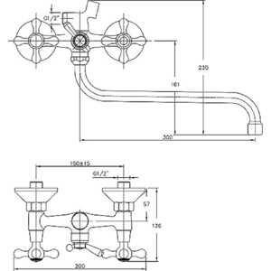 Смеситель для ванны Haiba HB08 универсальный, хром (HB2208)