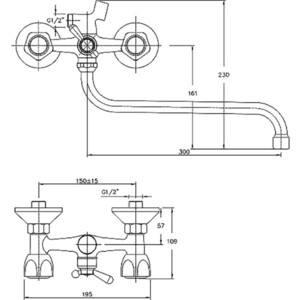 Смеситель для ванны Haiba HB09 универсальный, хром (HB2209)