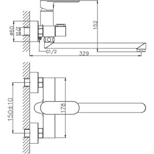 Смеситель для ванны Haiba HB590 универсальный, хром (HB22590)