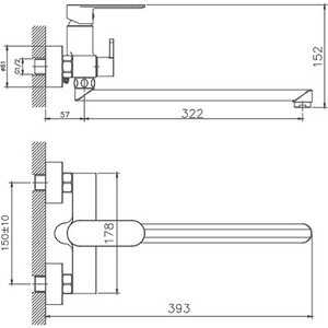 Смеситель для ванны Haiba HB590-7 универсальный, черный (HB22590-7)