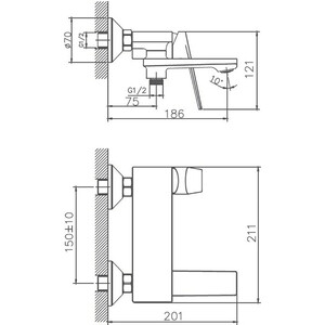 Смеситель для ванны Haiba HB533-3 пепельный (HB60533-3)