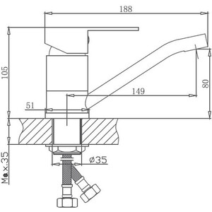Смеситель для кухни Haiba HB802 нержавеющая сталь (HB45802)