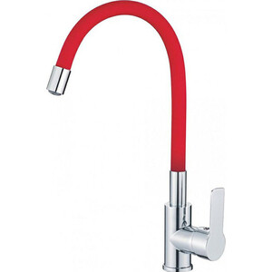 Смеситель для кухни Haiba HB112-6 гибкий излив, хром/красный (HB70112-6)