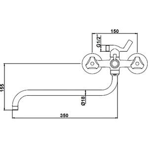 Смеситель для ванны Kaiser Delta универсальный (11090)