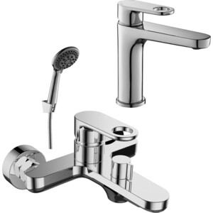 Комплект смесителей Rossinka Silvermix для раковины и ванны, с душем, хром (RS33-31, RS33-13)