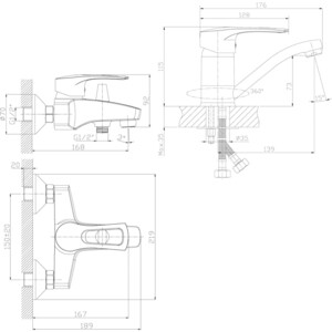 Комплект смесителей Rossinka Silvermix для раковины и ванны, с душем, хром (T40-31, T40-22)