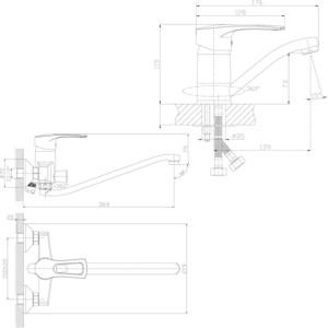 Комплект смесителей Rossinka Silvermix для раковины и ванны, с душем, хром (T40-34, T40-22)