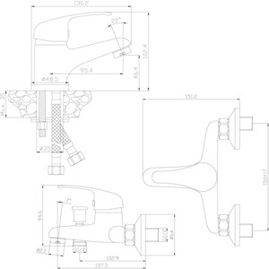 Комплект смесителей Rossinka Silvermix для раковины и ванны, с душем, хром (Y35-31, Y35-11)
