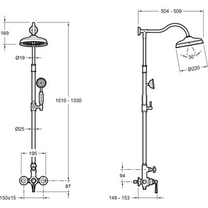 Душевая система Jacob Delafon Cleo 1889 со смесителем, хром (E24311-CP)
