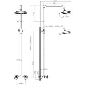 Душевая система Rossinka со смесителем, хром (Q02-44)