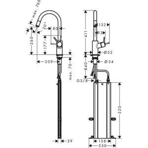 Смеситель для кухни Hansgrohe Talis с выдвижным изливом, хром глянцевый (73864000)