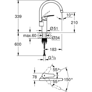 Смеситель для кухни Grohe Eurosmart хром (33202003)