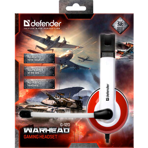 Гарнитура Defender Warhead G-120 красный + белый, кабель 2 м (64098)